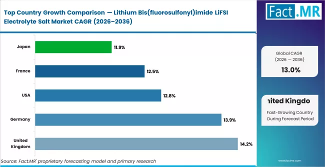 Lithium Bis(fluorosulfonyl)imide Lifsi Electrolyte Salt Market Cagr Analysis By Country