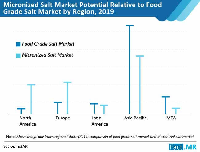 micronized salt market potential relative to food grade salt market by region